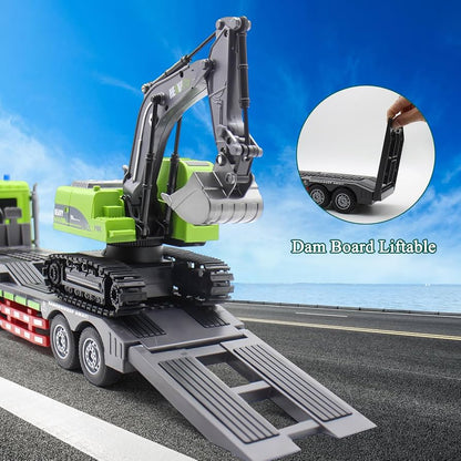 Tráiler Transportador con Excavadora a Control Remoto
