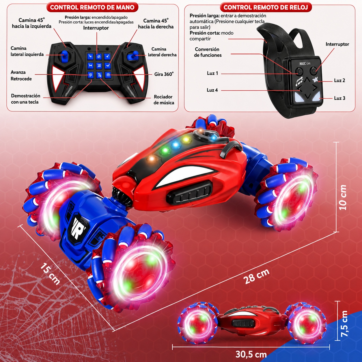 Carro Loco Spiderman 360° Control Remoto