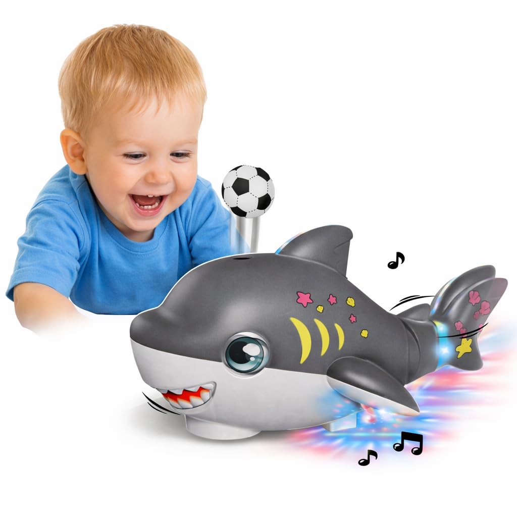 Tiburón Eléctrico Musical Con Bola Sopladora