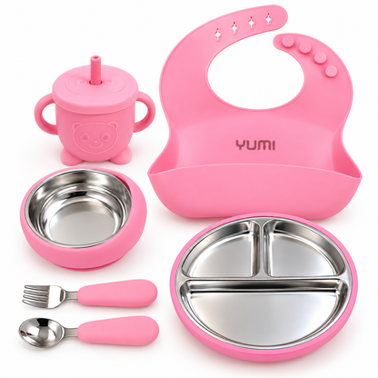 Set de Alimentación para Bebé 6 Piezas – Acero Inoxidable y Silicona