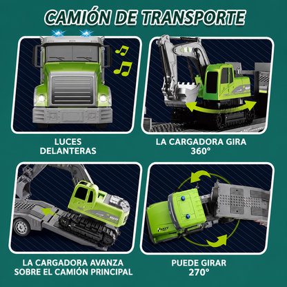 Tráiler Transportador con Excavadora a Control Remoto