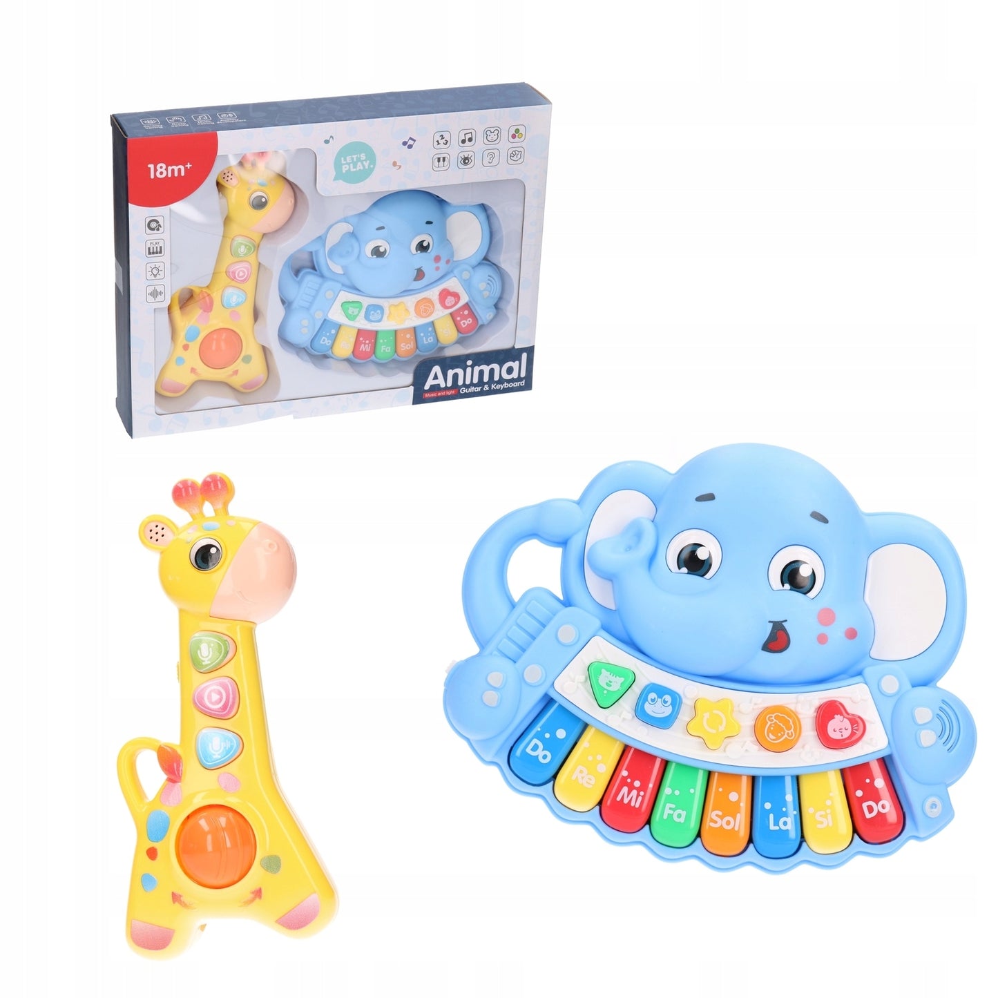 Piano Musical de Animales 2 en 1 (Elefante y Jirafa)