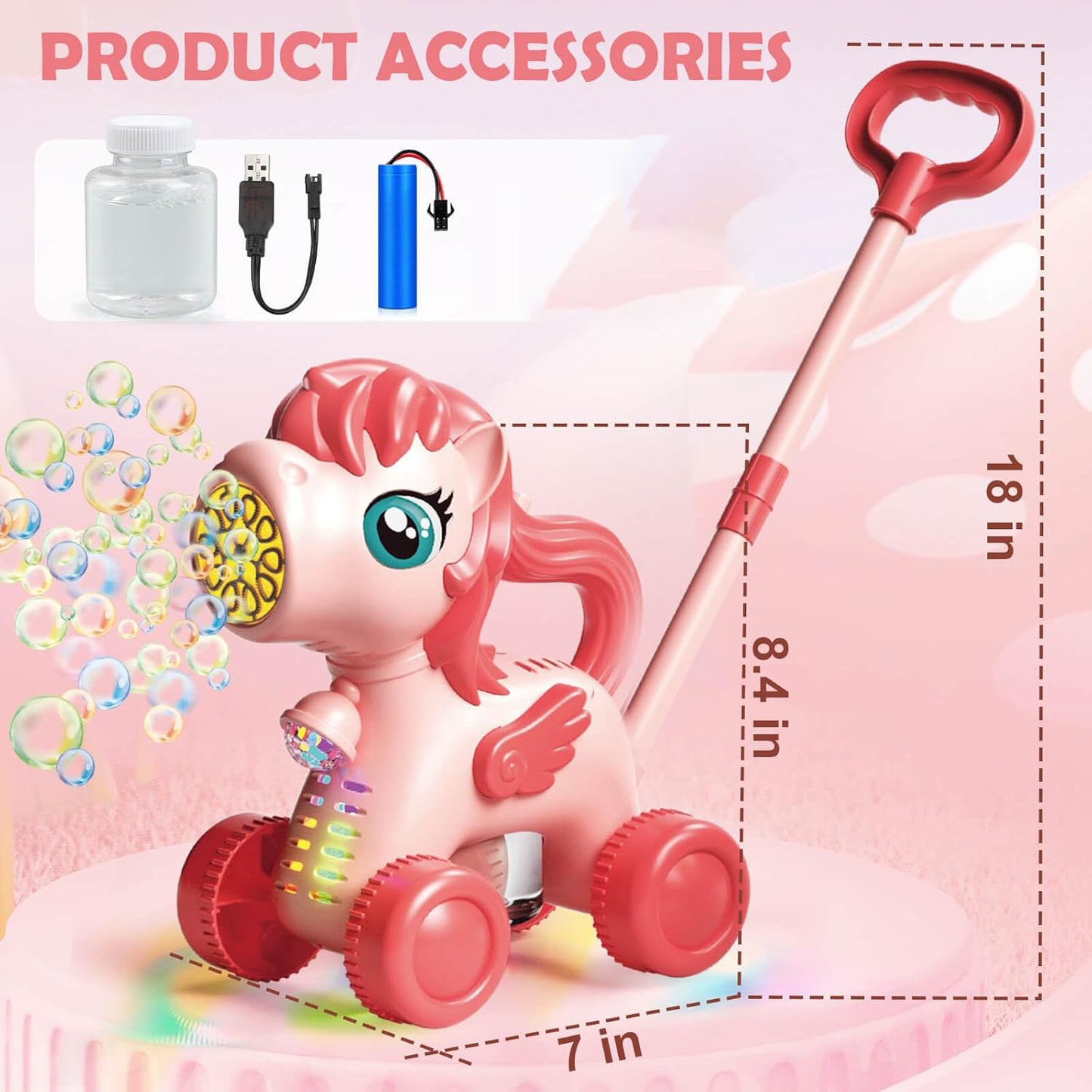 Unicornio Lanzador de Burbujas con Luces