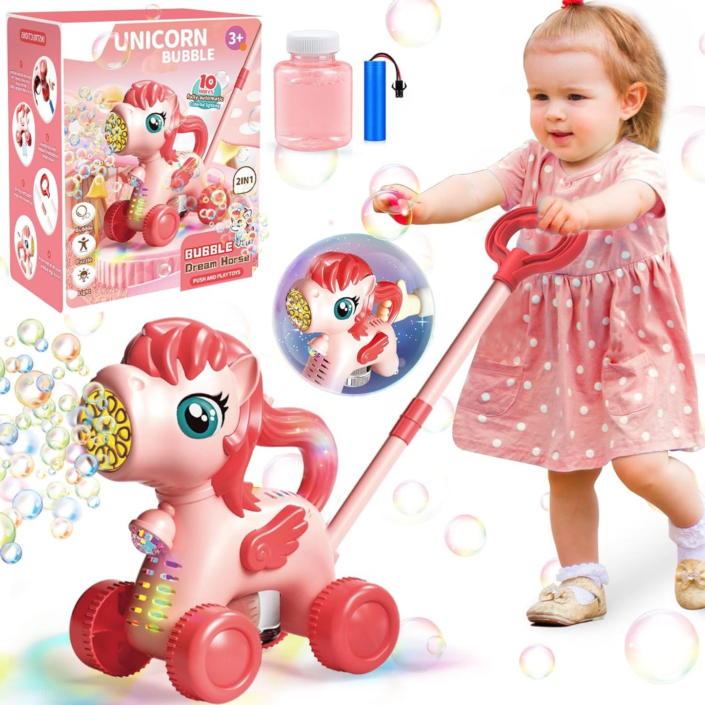 Unicornio Lanzador de Burbujas con Luces