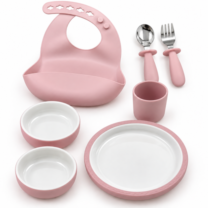 Set de Alimentación para Bebé de 7 Piezas – Silicona y Cerámica